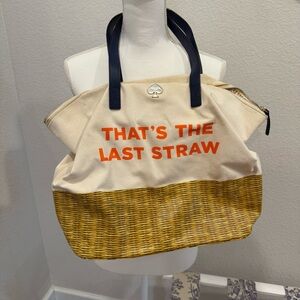 Kate Spade Cream and Tan Tote with Woven Basket Design
